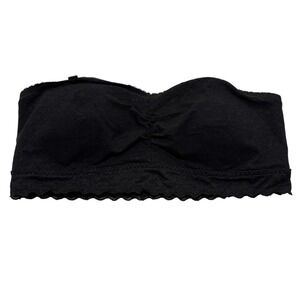 Torrid Curve Size 1 Black Lace Bandeau Bralette Strapless Wireless Bra Padded